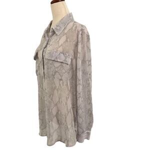 ANA A New Approach Snakeskin Print Button Front Shirt Womens Medium